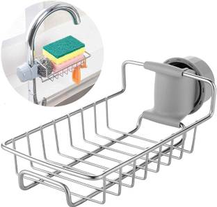 TIRTHA FASHION Stainless Steel Kitchen Faucet Sink Sponge Hanging Tap Storage Holder Rack/Shelf Stainless Steel Wall Shelf