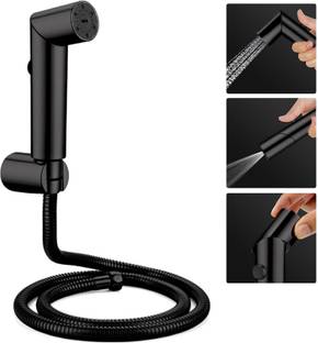 Spazio by Dual Flow Modes | SS-304 Grade 1.5 Mtr Flexible Black Tube | SmartBuy ABS Black Health Faucet|Health Facuet Set Black|Jet Spray for Toilet Faucet Set