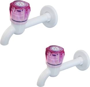 KNK Infotain PVC Crystal Long Body Water Tap pack of 2 Long Body Water Tap Faucet Set