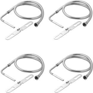 Prestige American Stainless Steel Jet Spray/Toilet Jet or Bidget Spray Silver with Heavy PVC Hose 1 Meter (Pack of 4) Faucet Set