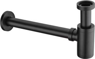 Fossa Stainless Steel Bottle Trap with Wall Flange & 12" Pipe for Wash Basins (Black) Faucet Set