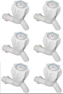 GrahLogy by GrahLogy 6Pcs Plastic Water Tap for Bathroom Kitchen Sink Wash Basin nal PVC Bibcock null Faucet Set