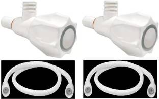 fastgear by Fastgear 2 PTMT Round Angle Wall with 2 PTMT 24inch Connection pipe for Sink/washbasin Faucet Set