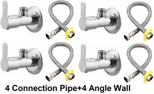 fastgear by Fastgear Steel 4pcs Angle Wall with 4 Connection pipe for Sink/washbasin (Chrome Finish ) Faucet Set