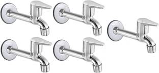 Senkiddpro by Senkiddpro Stainless Steel Long Body Tap with Wall Flange for Bathroom (Chrome Finish) Faucet Set