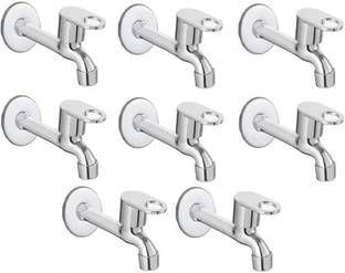 Senkiddpro by Senkiddpro Steel Prime Long Body Tap with Wall Flange for Bathroom (Chrome Finish,8pcs) Faucet Set