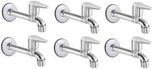 Senkiddpro by Senkiddpro Steel Fusion Long Body Tap with Wall Flange for Bathroom (Chrome Finish,6pcs) Faucet Set