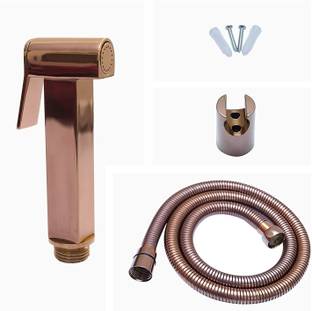 पेस्का D-Square Rose Gold Brass Health Faucet for Bathroom/ Jet Spray for Toilet Shower फासेट सेट