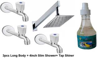 fastgear by Fastgear Steel 3Triangle Long Body with 4X4 Slim Shower&Tap Cleaner/Shiner(Chrome Finish) ...