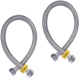 Imaashi ® Pack of 2 (24 inch) Stainless Steel Hot & Cold Water Geyser Connection Pipe Faucet Set
