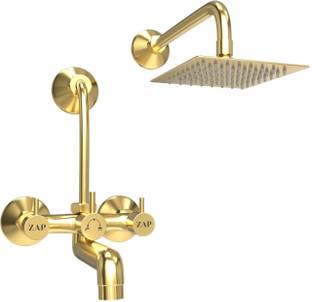 ZAP Elixir Gold Series High Grade A1 Brass 2 in1 Wall Mixer With Overhead Shower Set Faucet Set