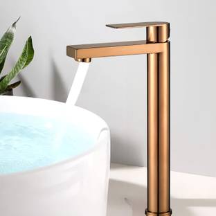 CARNIVAL SS-304 Rose Gold Extended Tall Body Tap for Wash Basin | 12 Inches Tall Pillar Cock Pillar Tap Faucet
