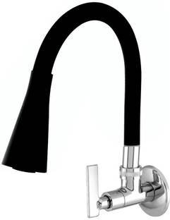 Spazio SmartBuy QBIX Flexible Sink Faucet - Flxi Play With 360 Degree Flexible Black Silicon Hose & Dual Flow Pattern, Hot/Cold Water Tap With Wall Flange Pillar Tap Faucet