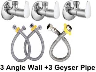 fastgear by Fastgear Steel Chrome Finish 3Angle Wall with 3 Connection pipe for Sink/washbasin Bib Tap...
