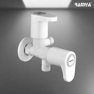Ramya Alive Angle Cock 2 Way Tap PTMT Faucet with Flange Hot And Cold Water Tap Twin Elbow Valve Faucet