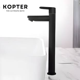 Kopter - TALL (12 inch) Black Table Top Desk Mount Pillar Tap - For Bathroom/ Washbasin/ TableTop/ Basin/ Deckmount Pillar Tap Faucet