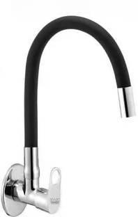 Spazio Prime Flexo SmartBuy Flexible Sink Faucet - Flxo Play (with 360 Degree Flexible Black Silicon Hose & Single Flow Pattern) Hot/Cold Water Tap With Wall Flange Bib Tap Faucet