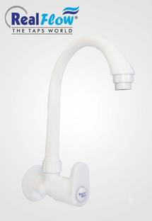 REALFLOW by REAL FLOW 1 PVC ROYAL WHITE LONG SPOUT SINK TAP WITH FOAM FLOW FOR BATHROOM WASH BASINS Sw...