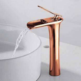 Plantex Pure Brass Hot & Cold Wash Basin Mixer High Neck Pillar Cock (PVD-Choco) Basin Mixer Faucet