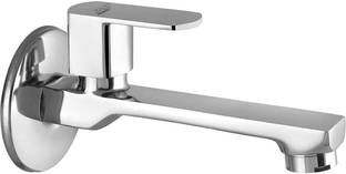 Spazio Kubix Prime Brass Long Body/Long Nose Bib Cock Tap (Pack Of 1) For Bathroom /Kitchen/Sink With Quarter Turn Disc & Wall Flange, Chrome Finish Bib Tap Faucet