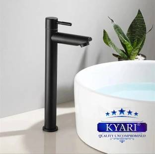 Kyari - TALL Black ( 12 inch ) Table Top Desk Mount Pillar Tap - For Bathroom/ Washbasin/ TableTop/ Basin/ Deckmount Pillar Tap Faucet