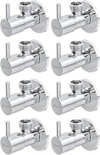 Tisto Angle Valve (Set of 8) Cock Faucet Full Brass Premium Quality With Wall Flanges Bathroom Angle C...