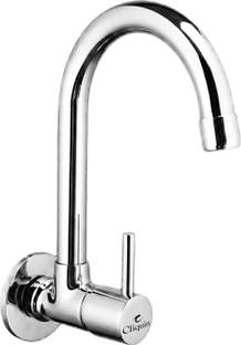 Cliquin CRBSC003-Brass Sink Cock Swivel Spout Foam Flow Chrome Finish Kitchen Tap Sink Tap Faucet