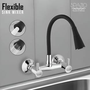 Spazio SmartBuy Turbo Brass Heavy Hot & Cold Kitchen Sink Mixer Tap With Matt Black 360 Degree Flexible Silicon Spout With Dual Flow Pattern, For Kitchen Sink/ Sink Mixer Faucet