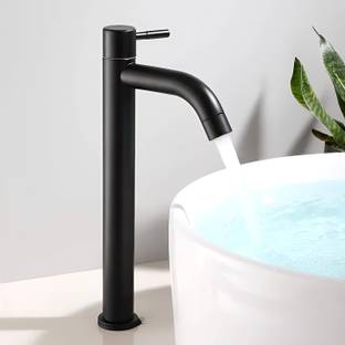 CARNIVAL SS-304 Black Tall Pillar Cock Tap (12" Inches) For Wash Basin | Tall Body (Black) Extended Pillar Tap For Counter Top Wash Basin | Pillar Tap Faucet