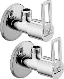 Zhamak Oxy Cubix Brass Angular tap_P-2 Angle Valve With Wall Flange | Stop Valve for Bathroom & Kitche...