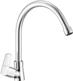 KAMAL C-Bend Gooseneck Faucet - Cubix Full Brass Sink Tap with Foam Flow Aerator | Chrome Finish |With 180 degree Swivel Spout Swan Neck  Faucet
