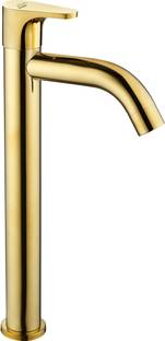 Spazio Premium Quality Full Gold Vignette SS-304 Tall Pillar Cock Tap With Long Spout & 12 Inches Tall Body Tall Boy Extended PVD Coated Pillar Tap Faucet