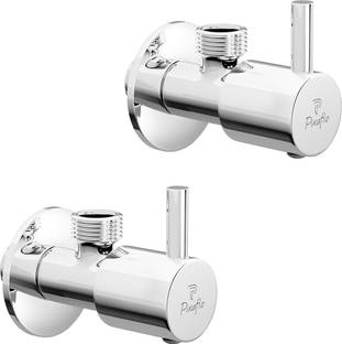 PIXAFLO Florent Angle Cock Angle Valve with Wall Flange (Pack of 2) (Chrome) (Brass) Florent Angle Coc...