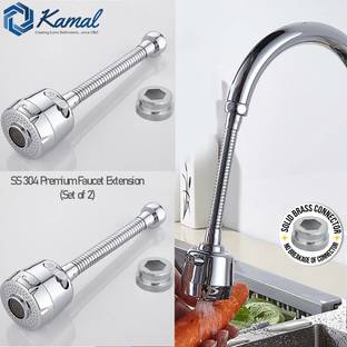 KAMAL SPR-0784-S2 | SS 304 Premium Quality Extension | Combo Set of 2 | 360 degree flexible rotation dual flow | Switch Mode | Brass connector | Heavy & Durable Spout Faucet
