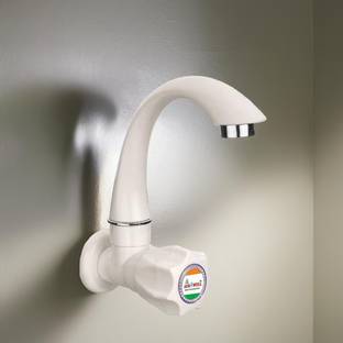 aerowell 1 PVC Tap Kitchen Mixer White Faucet Polo Sink Cock for Bathroom wash Basins Pack Of 1 Bib Ta...