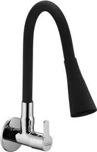 Spazio Silicon Swivel Spout & Dual Flow Pattern For Hot OR Cold Water With Wall Flange SmartBuy Fusion Sink Cock - Flxo Play With 360 Degree Flexible Black Pillar Tap Faucet