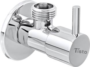 Tisto Brass Angle Valve Faucet With Wall Flange For Bathroom Toilet Wash Basin Geyser Bathroom Wash Ba...