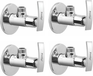 Prestige Passion Brass With Wall Flange (Disc Fitting | Quarter Turn) (Silver)- Pack of 4 Angle Cock Faucet