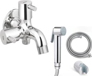 Ramya Bib Cock 2 Way With Star Health Faucet Complete Set For Kitchen And Bathroom Tap Twin Elbow Valve Faucet