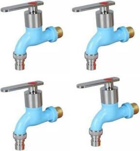 Kyari PVC Miami Nozzle Bib Cock Tap (Set of 4) Blue For Washing Machine / Bathroom / Kitchen / Garden ...