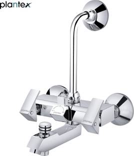 Plantex Pure Brass 3 in 1 Wall Mixer for Bathroom with L-Bend Provision for Overhead Hand Shower/Mixer Tap for Bathroom/Bathroom Mixer Tap-(PRI-319-Chrome) Mixer Faucet