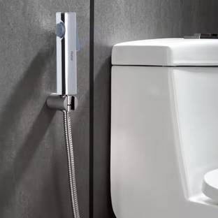 RUHE Ion Chrome ABS Health Faucet | Hand Shower for Toilet Jet Spray Faucet with Braided 1.0 Meter 304-SS Flexible Tube/Hose Pipe & Hook/Holder for Bathroom Health  Faucet