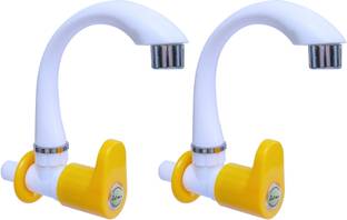 aerowell 2 PVC Tap Kitchen Mixer Yellow Royal Sink Cock For Bathroom Washbasin Pack Of 2 Bib Tap Faucet