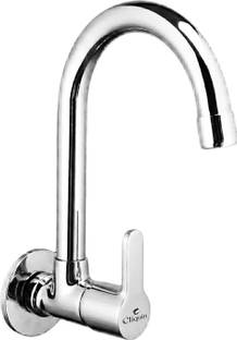 Cliquin CRBSC002-Brass Sink Cock Swivel Spout Foam Flow Chrome Finish Kitchen Tap Sink Tap Faucet