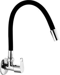 COSSIMO Orio Brass Single Black Spout Sink Tap (Wall Mount, Flexible Spout) - Pack of 1 Kitchen Mixer ...