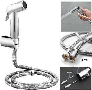 KURIC ABS Health Faucet with 1 Mtr Flexible SS Tube & Wall Hook, Faucet for Toilet, Jet Spray for Toil...
