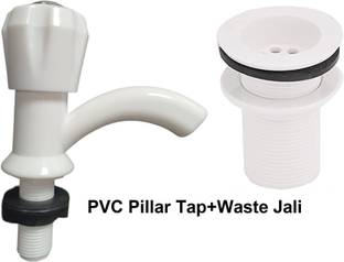 Senkiddpro by Senkiddpro PVC Pillar Tap with Waste Jali for Washbasin/Bathroom/Home/Office Faucet Set