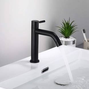 फ्लोलेट Basin Pillar Cock Tap Faucet for Wash Basin Matte Black Waterfall Bathroom Faucet, Single Handle Single Hole Sink Faucet पिलर टैप नल
