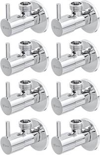 Tisto Angle Valve (Set of 8) Cock Faucet Full Brass Premium Quality With Wall Flanges Bathroom Angle C...