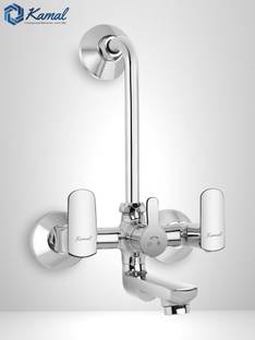 KAMAL Wall Mixer - Cubix Prime| Heavy Brass Build (With Provision for overhead shower connection and 165mm long bend pipe) | Easy to use click type diverter cartridge Mixer Faucet